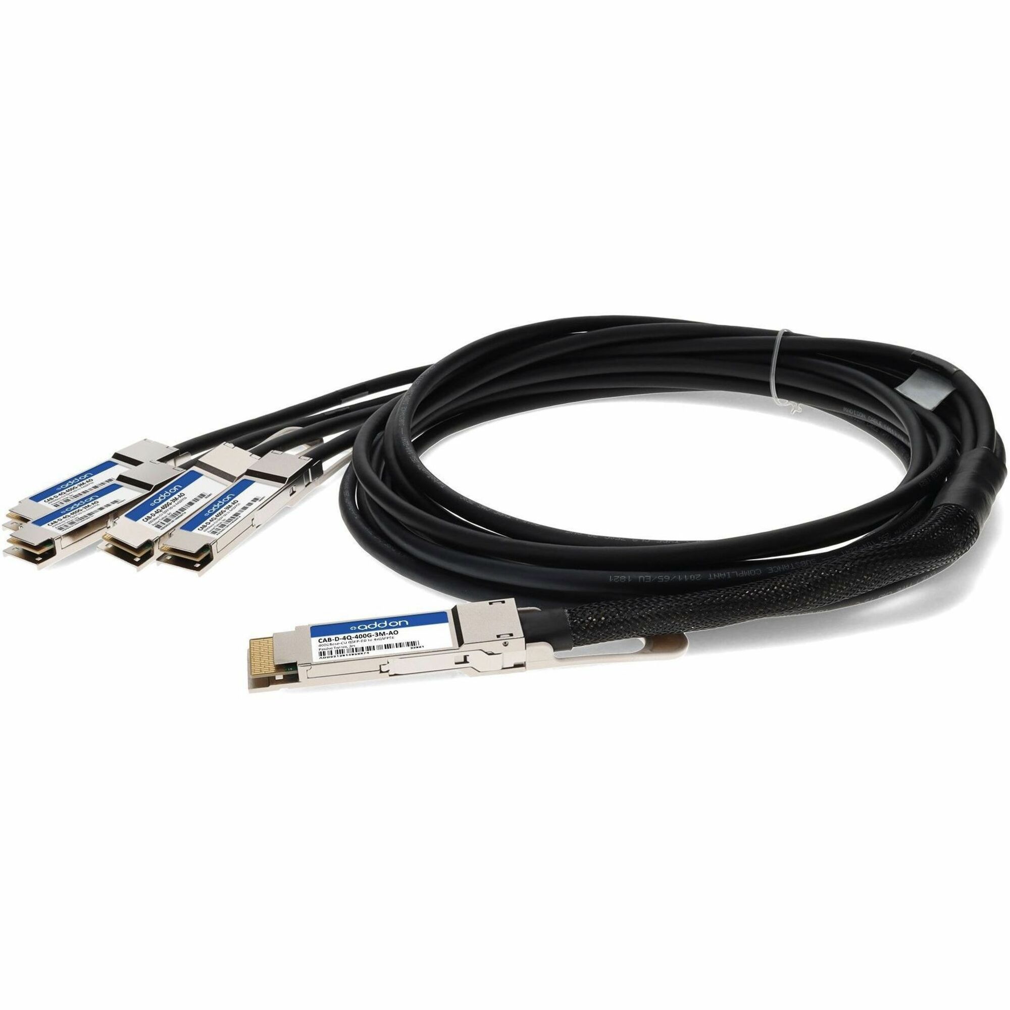 AddOn Arista Networks CAB-D-4Q-400G-3M Compatible TAA 400GBase-CU QSFP-DD 400G to 4xQSFP56 100G PAM-4 Direct Attach Cable (Passive Twinax, 3m)