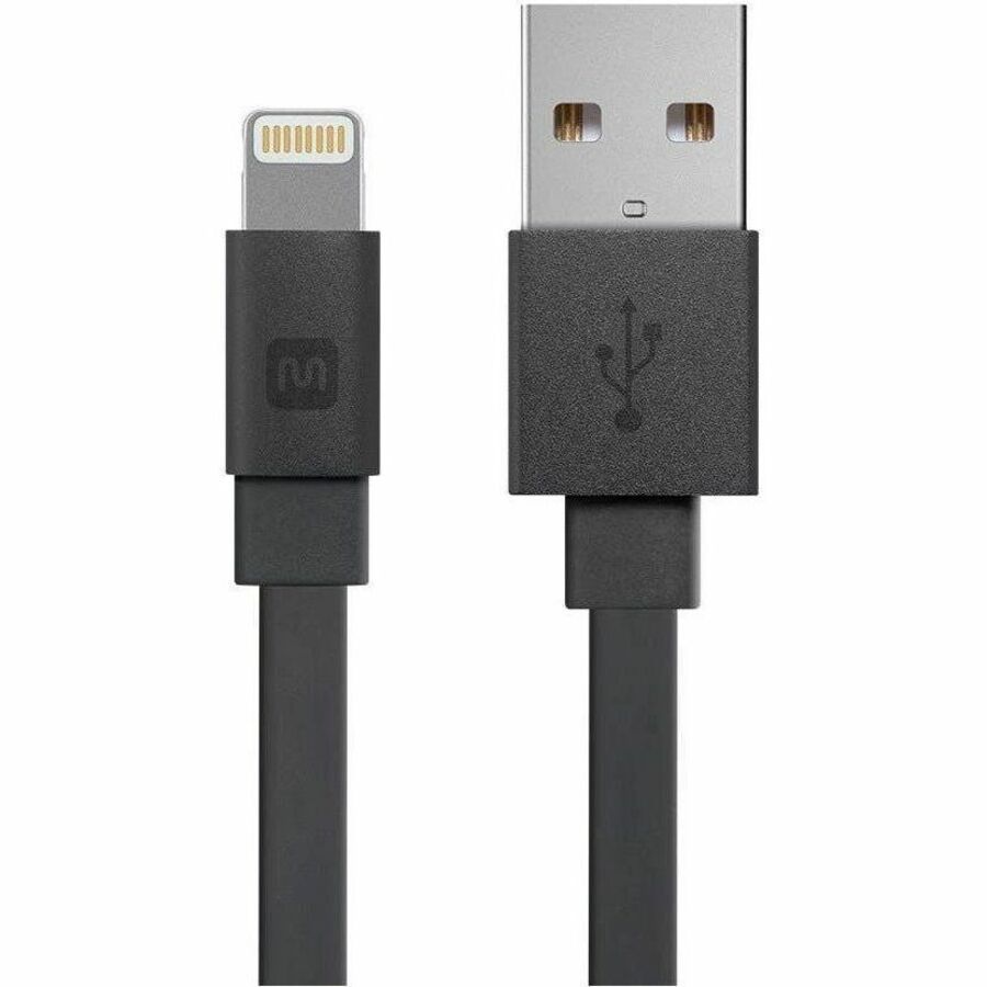 Monoprice Premium Flat Apple MFi Certified Lightning to USB-A Charging Cable - 3ft Black