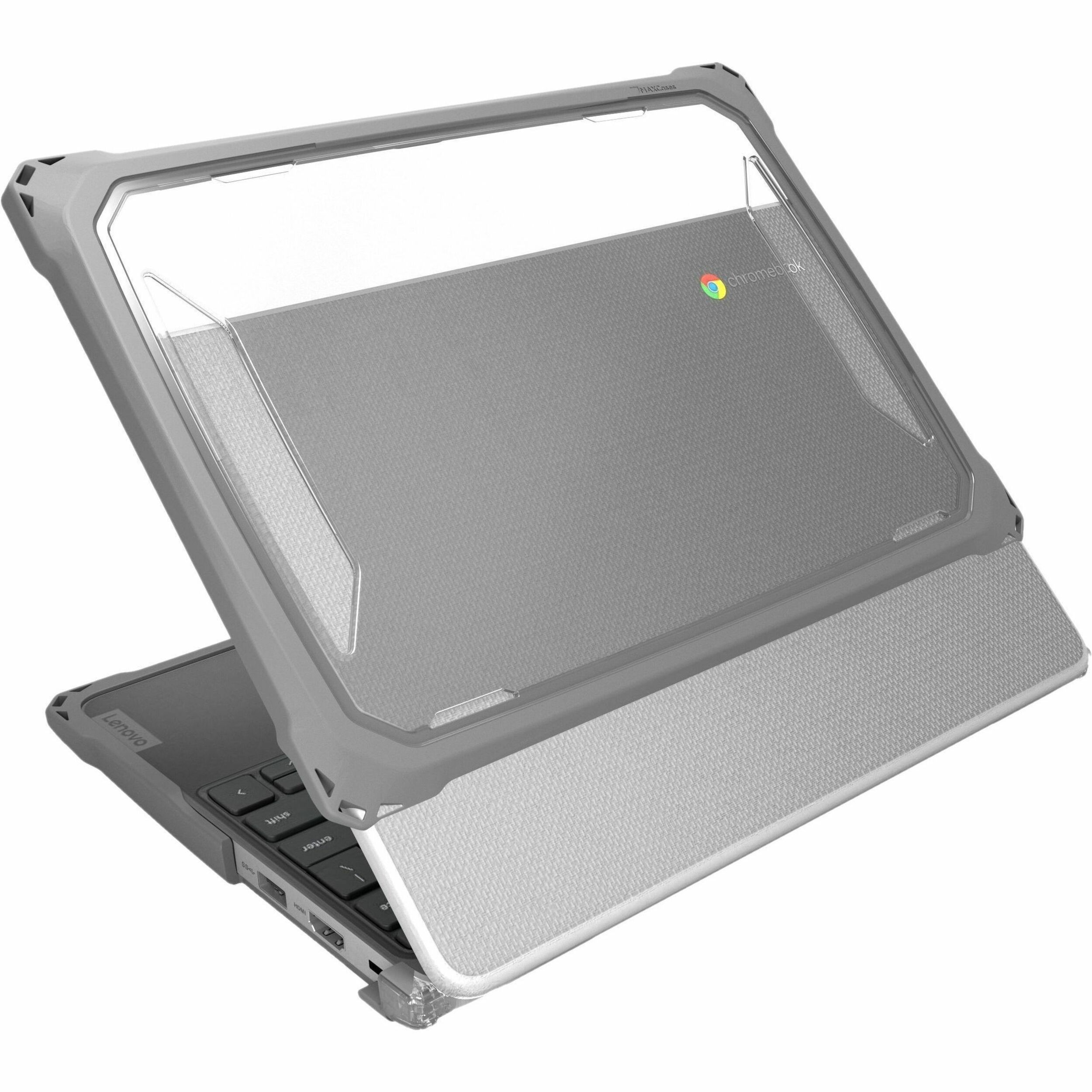 MAXCases Extreme Shell-F3 Slide Chromebook Case for Lenovo 500e G5 Chromebook (Gray/Clear)