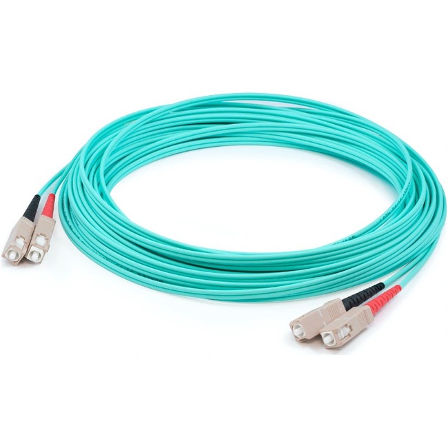 AddOn 34m SC to SC Aqua OM4 Duplex OFNP (Plenum-Rated) Fiber Patch Cable