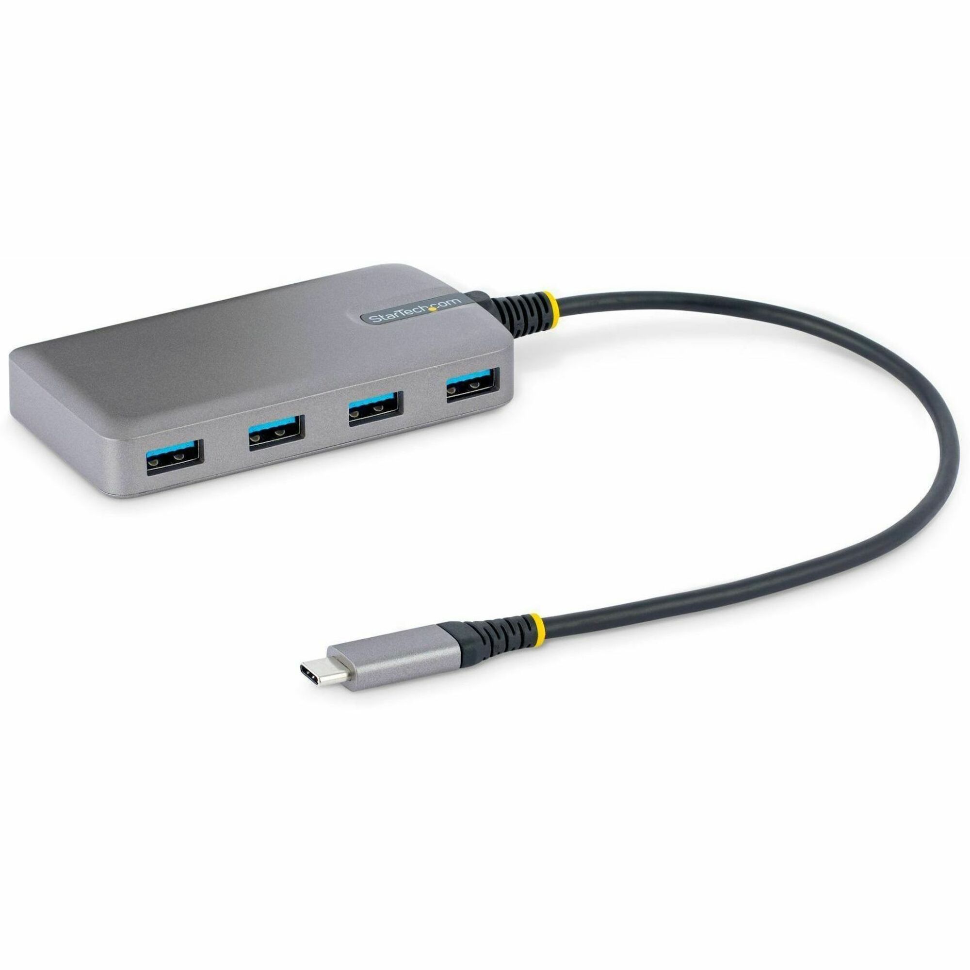 StarTech.com 4-Port USB-C Hub, 5Gbps, Bus Powered, 4x USB-A Ports, Optional Auxiliary Power, Portable USB Type-C Hub, 1ft/30cm Cable