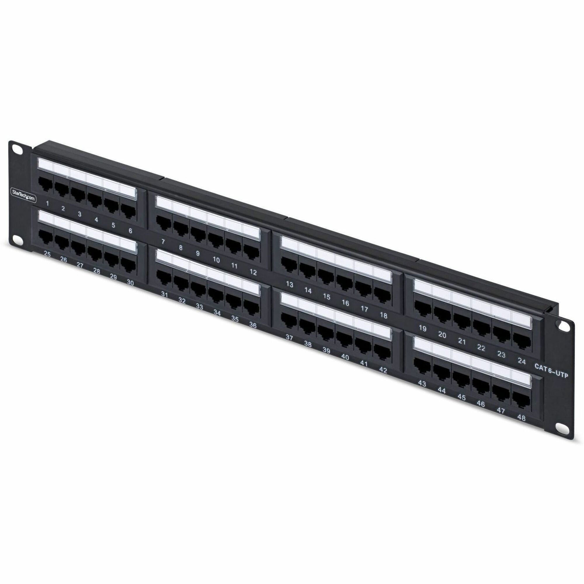 StarTech.com 48-Port 2U Rackmount Cat6 Patch Panel, RJ45, UTP, 110 Punch-Down, Cat 6 Ethernet Patch Panel for Network Server Rack