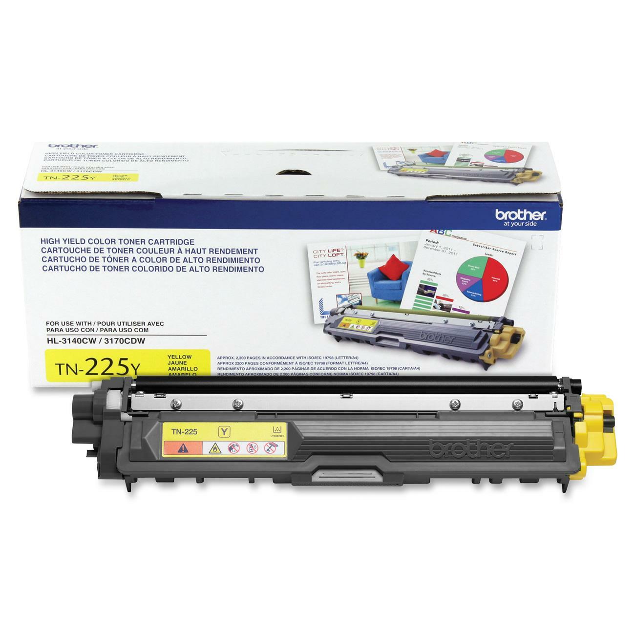 Brother Genuine TN225Y High Yield Yellow Toner Cartridge