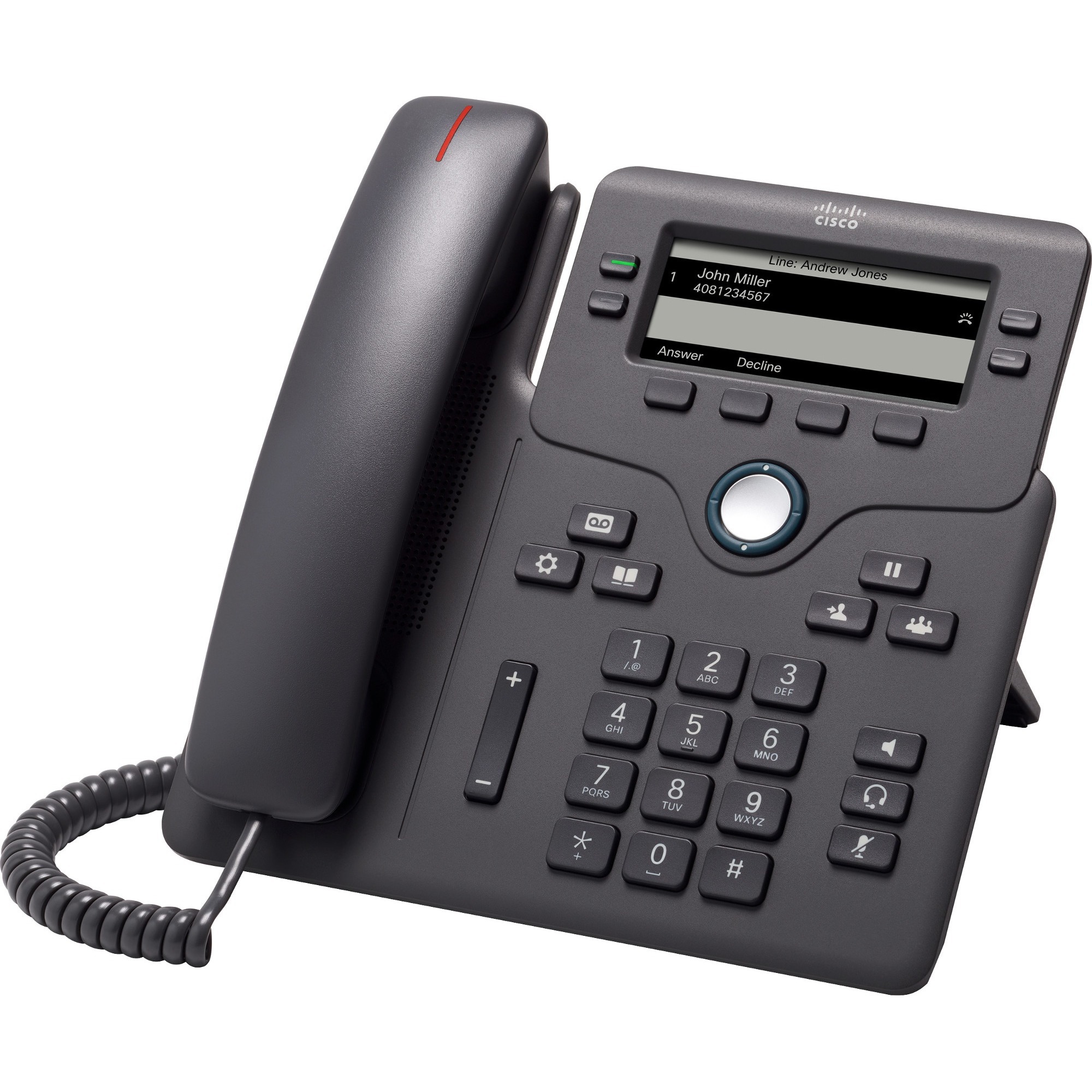 Cisco 6851 IP Phone - Refurbished - Corded - Corded - Wall Mountable, Desktop - Charcoal