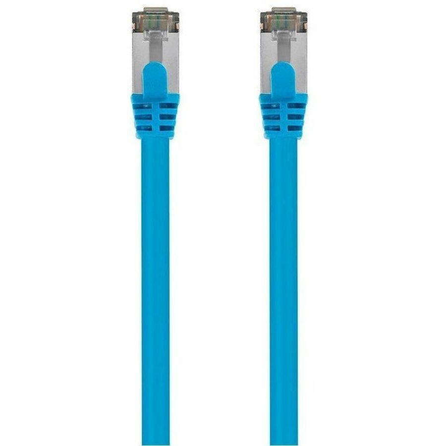 Monoprice Cat8 Ethernet Patch Cable - 26AWG, S/FTP, 2GHz, 40G, Pure Bare Copper, 7ft, Blue