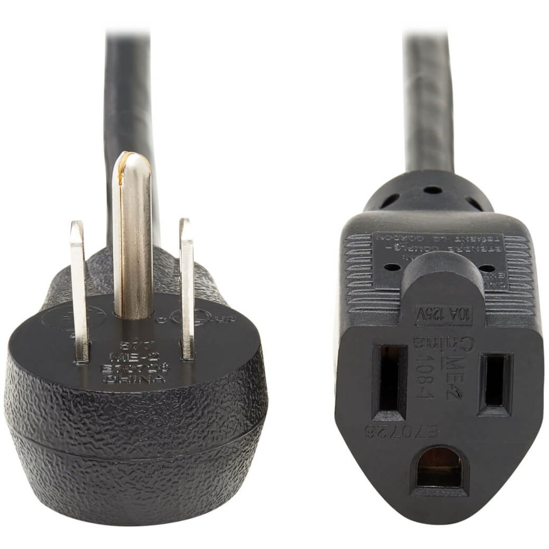 Eaton Tripp Lite Series Power Extension Cord, Right-Angle NEMA 5-15P to NEMA 5-15R - 10A, 120V, 18 AWG, 15 ft. (4.57 m), Black