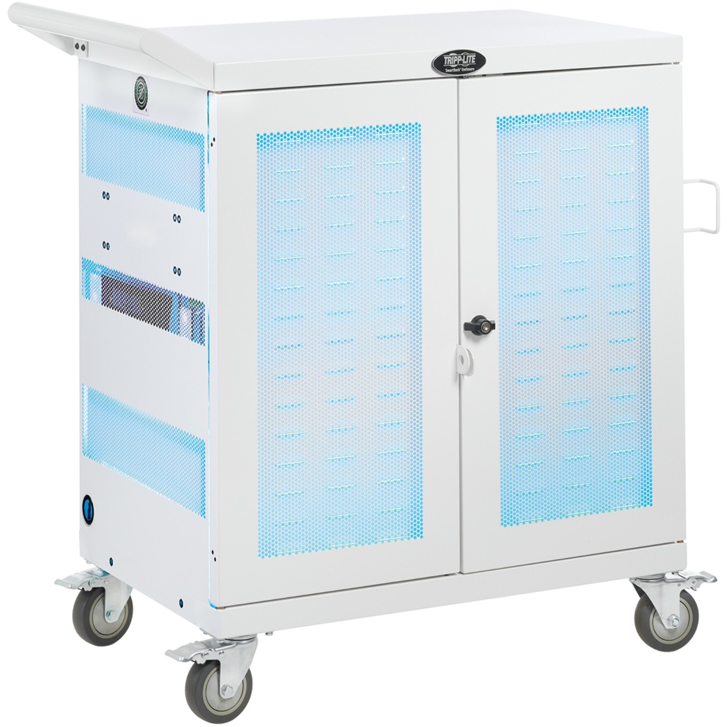 Tripp Lite by Eaton Safe-IT Multi-Device UV Charging Cart Hospital-Grade 32 USB Ports iPad and Android Tablets Antimicrobial White