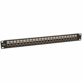 24PORT 1U CAT6/CAT5 PATCH PANEL RM/STP SHIELDED/FEEDTHROUGH RJ45