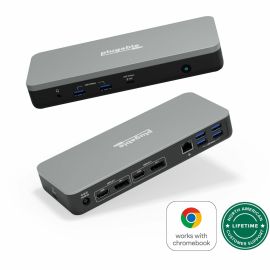 Plugable 12-in-1 Dual 4K USB C Docking Station, Works with Chromebook Certified, 60W Charging Dock