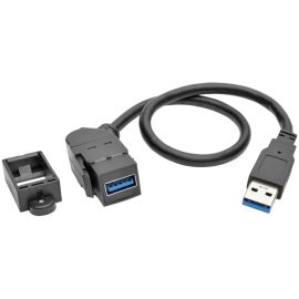 Tripp Lite by Eaton USB 3.0 All-in-One Keystone/Panel Mount Extension Cable (M/F) Angled Connector Black 1 ft. (0.31 m)