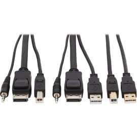 Tripp Lite by Eaton DisplayPort KVM Cable Kit - DP USB 3.5 mm Audio (3xM/3xM) + USB (M/M) 4K 4:4:4 10 ft. (3.05 m) Black