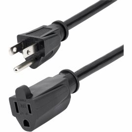 StarTech.com 10ft (3m) Power Extension Cord, NEMA5-15R to NEMA5-15P Black Extension Cord, 13A 125V, 16AWG, Computer Power Extension Cable