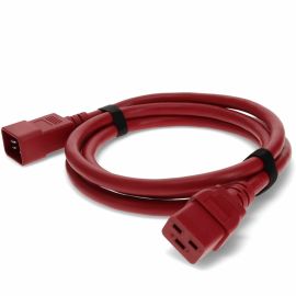 6FT C19 FEMALE TO C20 MALE 12AWG 100-250V AT 10A RED POWER CABLE