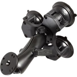 RAM TRIPLE SUCTION CUP BASE WITH MEDIUM LENGTH DOUBLE SOCKET ARM & 2.5I NCH ROUN