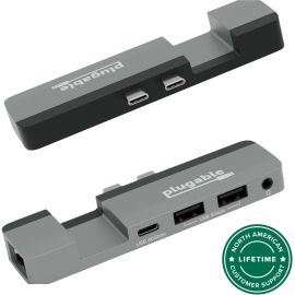 Plugable 5-in-1 USB C Hub Multiport Adapter for MacBook Pro 14/16 Inch and Macbook Air M2, designed for Magsafe