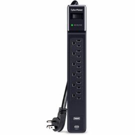 CYBERPOWER CSP604UC SURGE 1500J 4 CORD USB-AC BLACK