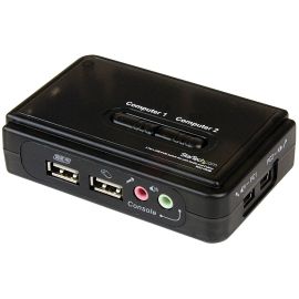 StarTech.com 2 Port USB KVM Kit with Cables and Audio Switching - KVM / audio switch - USB - 2 ports - 1 local user