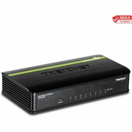 TRENDnet 8-Port Unmanaged 10/100 Mbps GREENnet Ethernet Desktop Switch; TE100-S8; 8 x 10/100 Mbps Ethernet Ports; 1.6 Gbps Switching Capacity; Plastic Housing; Network Ethernet Switch; Plug & Play