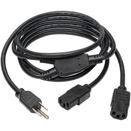 Eaton Tripp Lite Series Y Splitter Power Cable, NEMA 5-15P to 2x C13 - 10A, 125V, 18 AWG, 6 ft. (1.83 m), Black