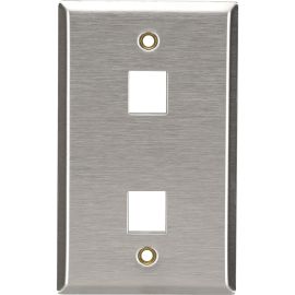 Black Box Keystone Wallplate - Stainless Steel, Single-Gang, 2-Port