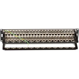 Black Box CAT6 Patch Panel - Feed-Through, 2U, Shielded, 48-Port