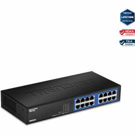 TRENDnet 6-Port Unmanaged Gigabit GREENnet Desktop Metal Switch, Ethernet-Network Switch, 16 x 10-100-1000 RJ-45 Ports, 32 Gbps Forwarding Capacity, Lifetime Protection, Black, TEG-S16DG