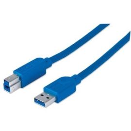 Manhattan SuperSpeed USB 3.0 A Male/B Male Cable, 5 Gbps, 6.5 ft (2m), Blue