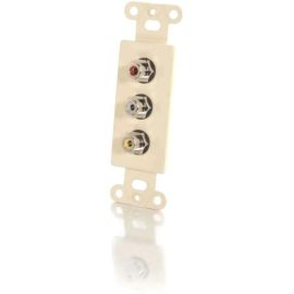 DECORA STYLE TRIPLE RCA PASS THROUGH WALL PLATE INSERT - IVORY