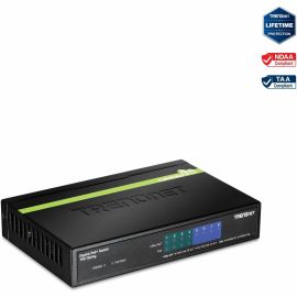 TRENDnet 8-Port Gigabit GREENnet PoE+ Switch, 4 x Gigabit PoE-PoE+ Ports, 4 x Gigabit Ports, 61W Power Budget, 16 Gbps Switch Capacity, Ethernet Unmanaged Switch, Lifetime Protection, Black, TPE-TG44G