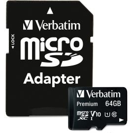 64GB Premium microSDXC Memory Card with Adapter, UHS-I V10 U1 Class 10