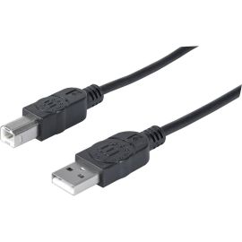 Manhattan Hi-Speed USB 2.0 A Male/B Male Cable, 6', Black, Retail Pkg