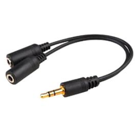 5PK 3.5mm Audio Input Male to 2x3.5mm Audio Output Female Black Adapters