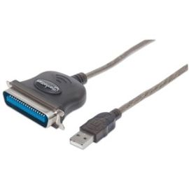 Manhattan USB-A to Parallel Printer Cen36 Converter Cable, 1.8m, Male to Male, Black, 12Mbps, IEEE 1284, bus power, Three Year Warranty, Polybag