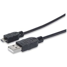 Manhattan Hi-Speed USB 2.0 A Male/Micro-B Male Device Cable, 3', Black, Retail Pkg