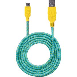 Manhattan Hi-Speed USB 2.0 A Male to Micro-B Male Braided Cable, 1.8 m (6 ft.), Teal/Yellow