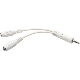 Eaton Tripp Lite Series 3.5mm Mini Stereo Cable adapter Y Splitter for Speakers and Headphones (M to 2x F) White, 6-in. (15.24 cm)