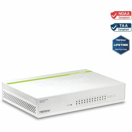 TRENDnet 24-Port Gigabit GREENnet Switch; QoS; 48 Gbps Switching Fabric; Fanless; Plug & Play; Half & Full Duplex; TEG-S24D