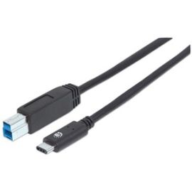 Manhattan SuperSpeed+ USB 3.1 Gen2 Type-C Male to Type-B SuperSpeed Male Device Cable, 10 Gbps, 3 ft, Black