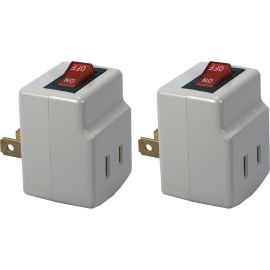 QVS 2-Pack Single-Port Power Adaptor with Lighted On/Off Switch