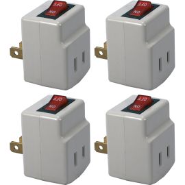 QVS 4-Pack Single-Port Power Adaptor with Lighted On/Off Switch