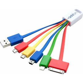 USB 2.0 (A)/VARIOUS CONNECTORS 4IN. M/M 5-IN-1 CHARGER