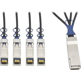 Eaton Tripp Lite Series QSFP+ to 10 GbE SFP+ Passive DAC Breakout Cable (M/M), QSFP+ to (x4) SFP+, Compatible to Cisco QSFP-4SFP10G-CU1M, 2M (6.56 ft.)