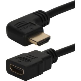 QVS 0.5ft Left-Angle High Speed HDMI Male to Female UltraHD 4K Flex Adaptor