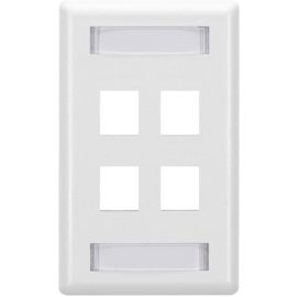 Black Box GigaStation2 Keystone Wallplate - Single-Gang, 4-Port, White, 10-Pack