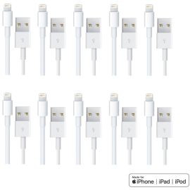 4XEM 10 Pack of 3FT 8-Pin Lightning To USB Cable For iPhone/iPod/iPad (White) - MFi Certified