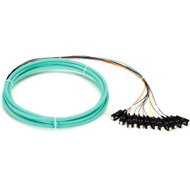 Black Box OM3 50-Micron Multimode Fiber Optic Pigtail - 12-Strand, OFNR, PVC