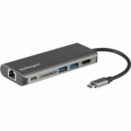 StarTech.com USB C Multiport Adapter - Portable USB Type-C Travel Dock - 4K HDMI, 2-pt USB Hub, SD, GbE, 60W PD Pass-Through - Laptop Dock