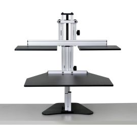 Ergo Desktop Dual Kangaroo Sit and Stand Workstation Black Minimally Assembled