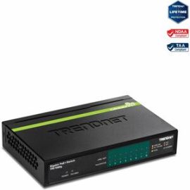 TRENDnet 8-Port GREENnet Gigabit PoE+ Switch, Supports PoE And PoE+ Devices, 61W PoE Budget, 16Gbps Switching Capacity, Data & Power Via Ethernet To PoE Access Points & IP Cameras, Black, TPE-TG82G