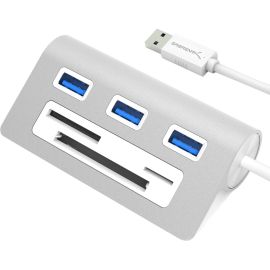 Sabrent 3 Port Aluminum USB 3.0 Hub with Multi-In-1 Card Reader (12